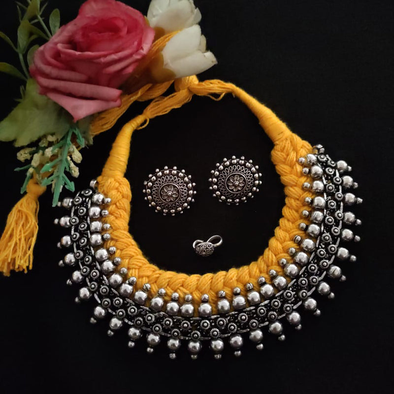 Vaamika Thread Oxidized Plated Necklace Set