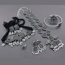 Vaamika Oxidized Plated Long & Choker Necklace Set With Nose Pin , Ring , Kada