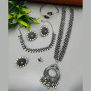 Vaamika Oxidized Plated Long And Short Necklace Set With Nose Ring , Ring , Bracelet Combo