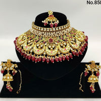 Vaamika Gold Plated Ad Stone & Meenakari & Beads Necklace Set