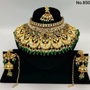 Vaamika Gold Plated Ad Stone & Meenakari & Beads Necklace Set