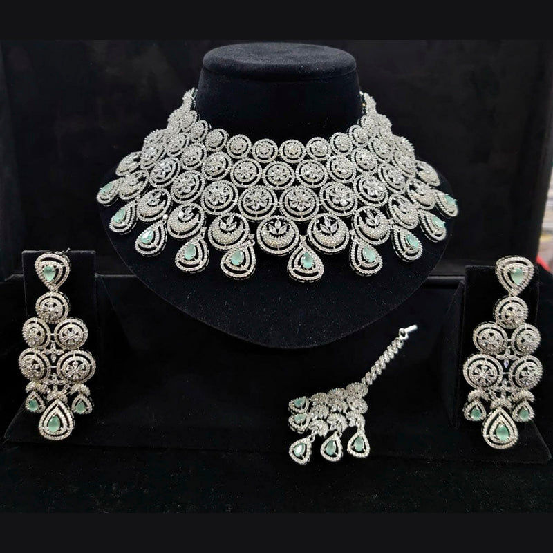 Vaamika Silver Plated Ad Stone Necklace Set