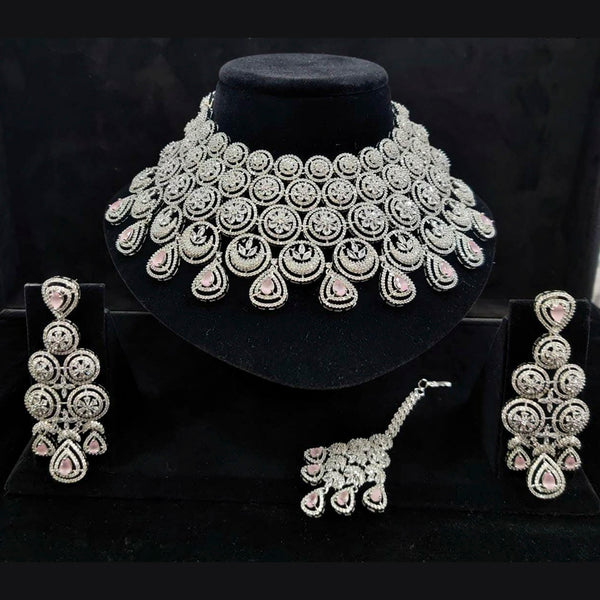 Vaamika Silver Plated Ad Stone Necklace Set