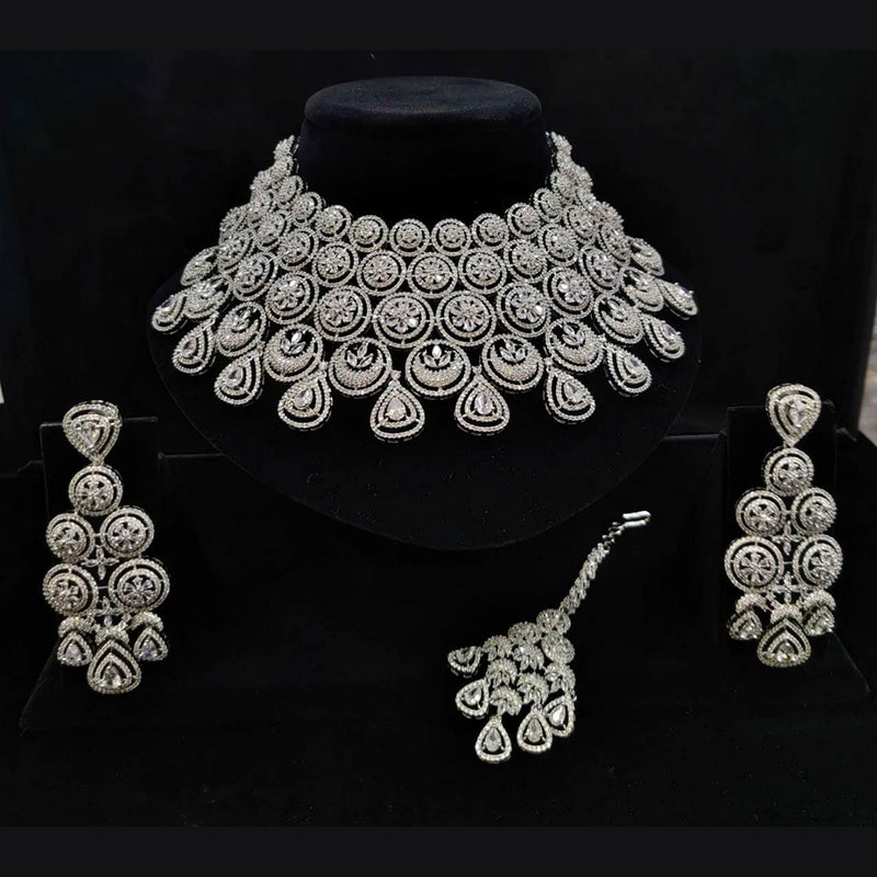 Vaamika Silver Plated Ad Stone Necklace Set