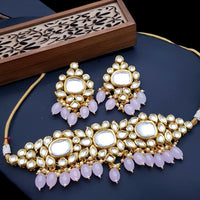 Vaamika Gold  Plated Crystal Stone & Beads Necklace Set