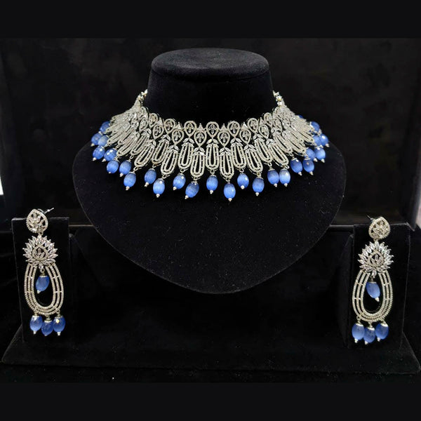 Vaamika Silver Plated Ad Stone Necklace Set