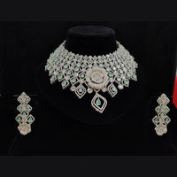 Vaamika Silver Plated Ad Stone Necklace Set