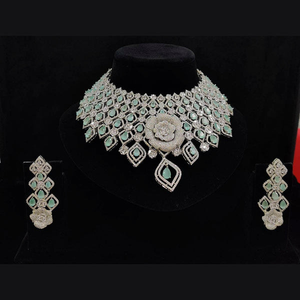 Vaamika Silver Plated Ad Stone Necklace Set