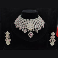 Vaamika Silver Plated Ad Stone Necklace Set
