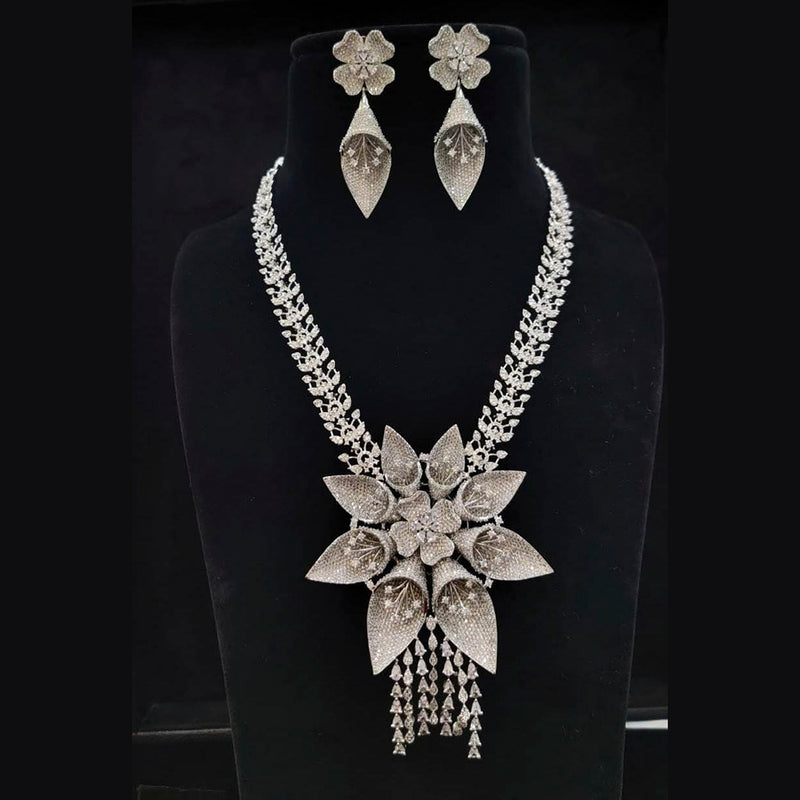 Vaamika Silver & Gold Plated Ad Stone Necklace Set