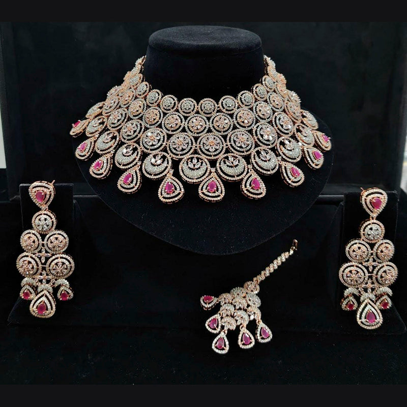 Vaamika Silver Plated Ad Stone Necklace Set