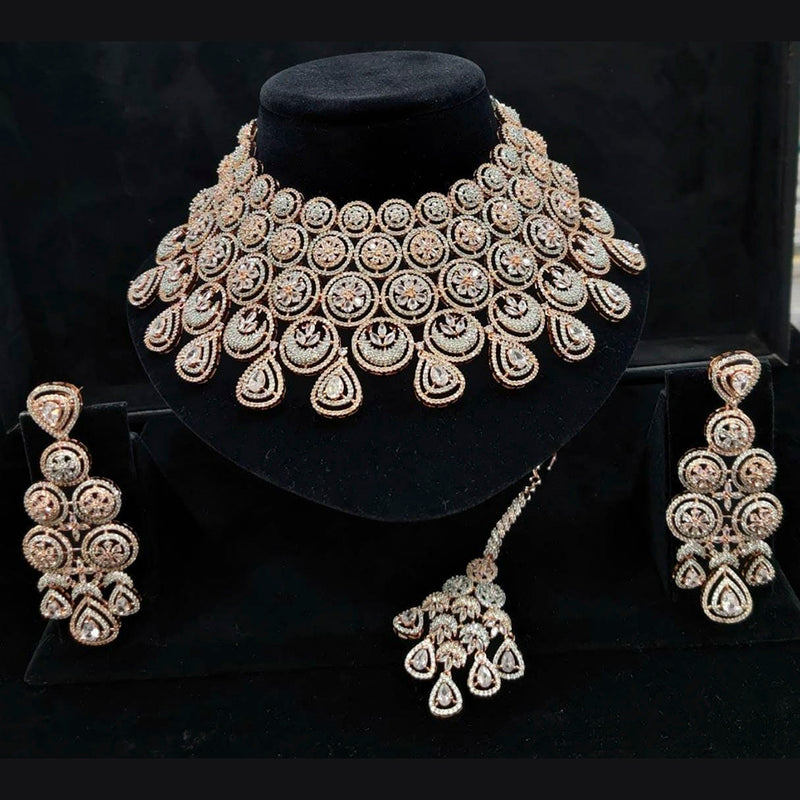 Vaamika Silver Plated Ad Stone Necklace Set