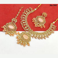 Vaamika Gold Plated Ad Stone & Beads Necklace Set