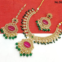Vaamika Gold Plated Ad Stone & Beads Necklace Set