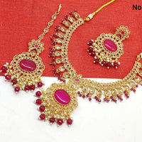Vaamika Gold Plated Ad Stone & Beads Necklace Set