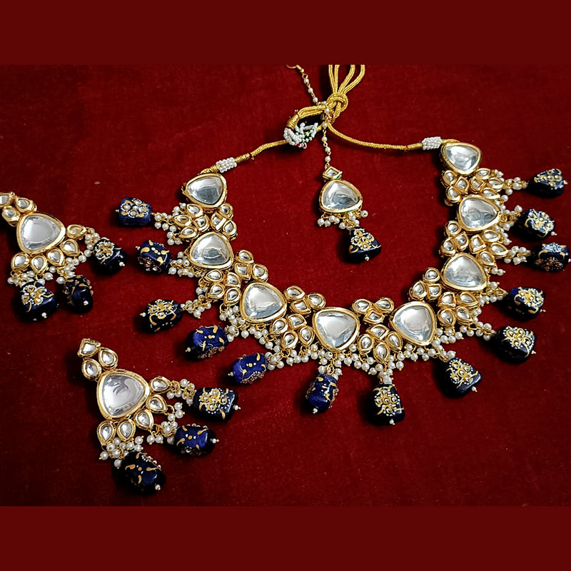 Vaamika Gold Plated Beads & Crystal & Kundan Stone Necklace Set