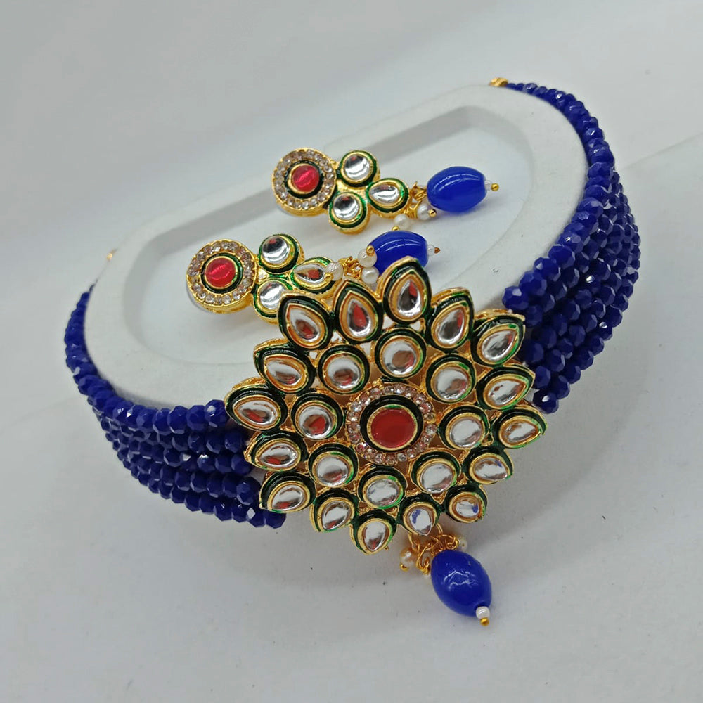 Vaamika Gold Plated Pack Of 3 Motiline Kundan Choker Set ( Assorted Color )