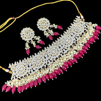 Vaamika Gold Plated Kundan Stone & Beads Necklace Set