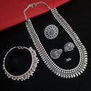 Vaamika Oxidized Plated Long Necklace Set With Nose Ring , Ring Combo