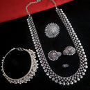 Vaamika Oxidized Plated Long & Choker Necklace Set With Nose Ring , Ring , Combo