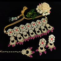 Vaamika Gold Plated Kundan Stone & Beads Necklace Set