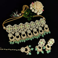 Vaamika Gold Plated Kundan Stone & Beads Necklace Set