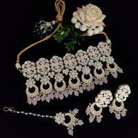 Vaamika Gold Plated Kundan Stone & Beads Necklace Set