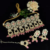 Vaamika Gold Plated Kundan Stone & Beads Necklace Set