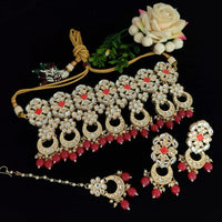 Vaamika Gold Plated Kundan Stone & Beads Necklace Set