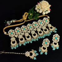 Vaamika Gold Plated Kundan Stone & Beads Necklace Set