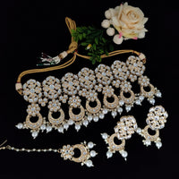 Vaamika Gold Plated Kundan Stone & Beads Necklace Set