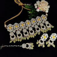 Vaamika Gold Plated Kundan Stone & Beads Necklace Set