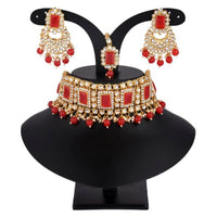 Vaamika Gold Plated Kundan & Austrian & Crystal Stone Choker Necklace Set