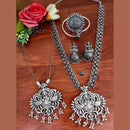 Vaamika Long Oxidised Necklace and Chain Necklace Combo Set With Stunning Earrings, Nosepin, Kada Bracelet And Big size Finger Ring