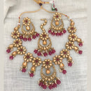 Vaamika Gold Plated Kundan Stone & Beads Necklace Set