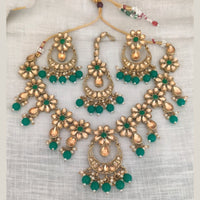 Vaamika Gold Plated Kundan Stone & Beads Necklace Set