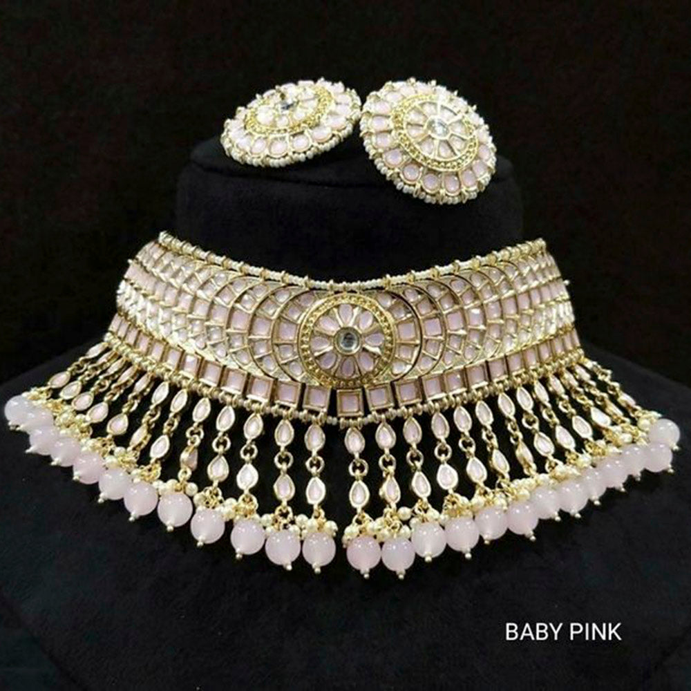 Vaamika Gold Plated Pack Of 3 Meenakari & Beads Choker Set ( Assorted Color )