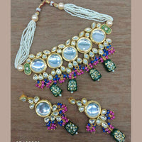 Vaamika Gold Plated Crystal Stone & Beads Necklace Set