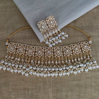 Vaamika Gold Plated Kundan Stone & Beads Necklace Set