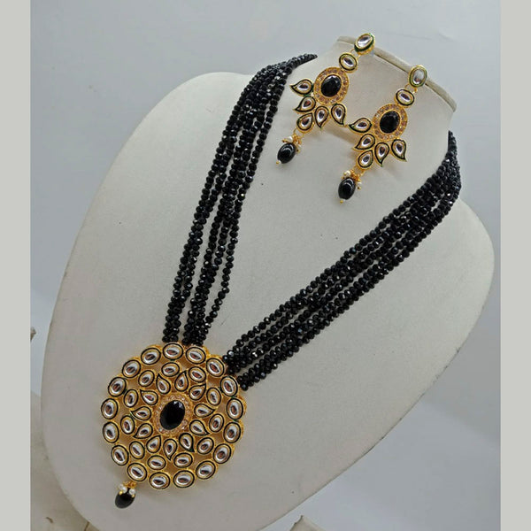 Vaamika Gold Plated Meenakari & Kundan & Beads Long Motilne Necklace Set