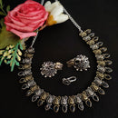 Vaamika Oxidised Plated Dual-Tone Stone Necklace set with Earrings and Nosepin