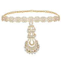 Mahi Gold Tone Kundan Traditional Wedding Bridal Sheeshphool/SheeshPatti Maangtikka Matha Patti For Women (VMP100101)