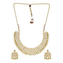 Mahi Traditional Ehtnic White Kundan Squares Choker Necklace Set for Women (VNCJ100210)