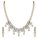 Mahi Traditional Jewellery Kundan and Artificial Pearl Necklace Set with Earrings for Women (VNCJ100246WHT)