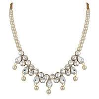 Mahi Traditional Jewellery Kundan and Artificial Pearl Necklace Set with Earrings for Women (VNCJ100246WHT)