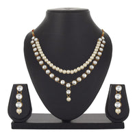 Mahi Traditional Jewellery Kundan and Artificial Pearl Necklace Set with Earrings for Women (VNCJ100247WHT)