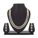 Mahi Traditional Jewellery Kundan and Artificial Pearl Layered Necklace Set with Earrings for Women (VNCJ100249WHT)