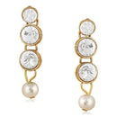 Mahi Traditional Jewellery Kundan and Artificial Pearl Layered Necklace Set with Earrings for Women (VNCJ100249WHT)