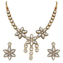 Mahi Traditional Jewellery Kundan and Artificial Pearl Floral Necklace Set with Earrings for Women (VNCJ100252WHT)