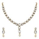 Mahi Traditional Jewellery Kundan and Artificial Pearl Necklace Set with Earrings for Women (VNCJ100253WHT)